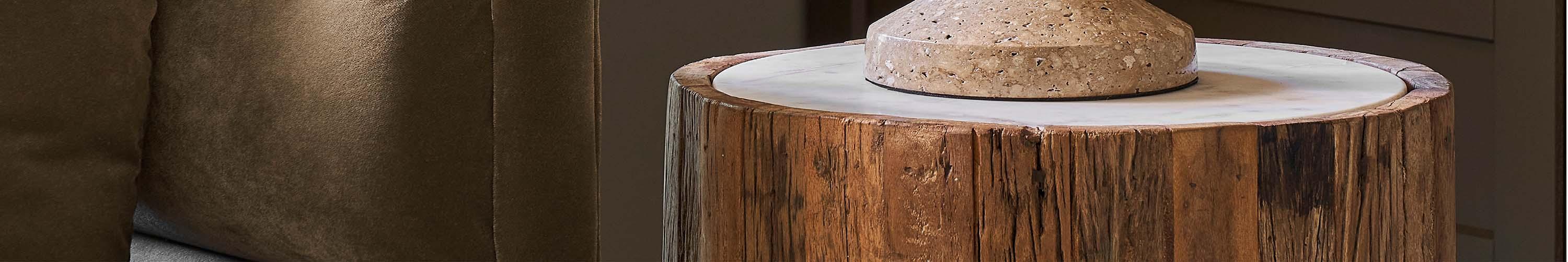 wood and marble side table